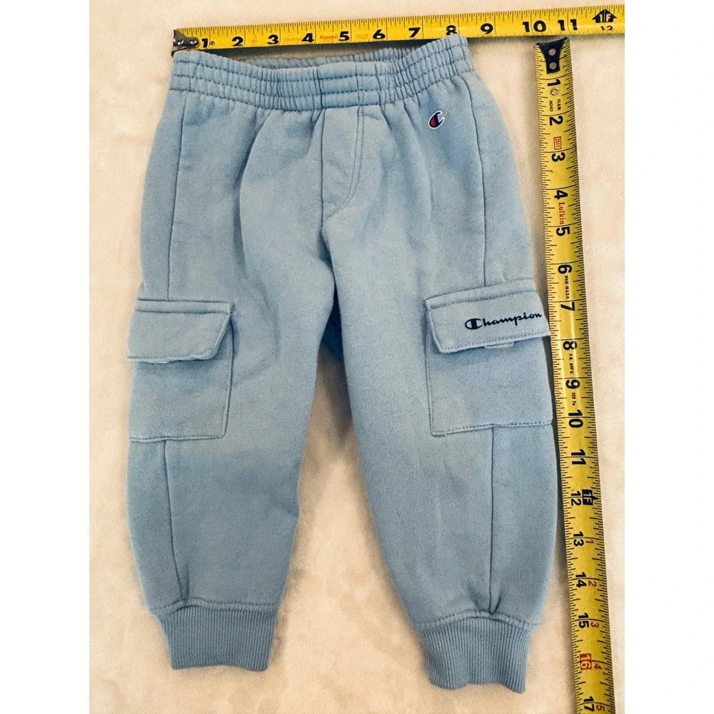 Champion Baby Boys Light Blue Fleece Cargo Jogger Sweatpants 18M